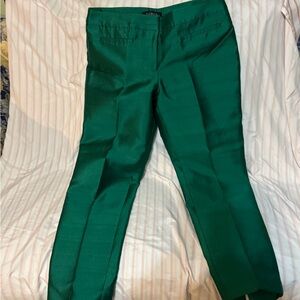 Talbots Vibrant Emerald Green Satin Trousers